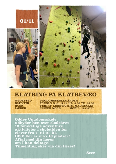 Plakat med information om klatring